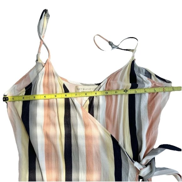 SALT WATER LUXE Billie Midi Wrap Striped Beach Dress Medium - Picture 8 of 11